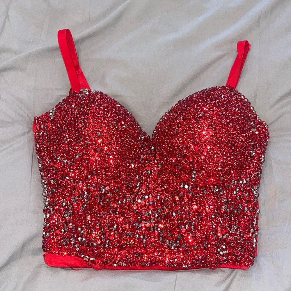 Windsor Red Jeweled Corset Top